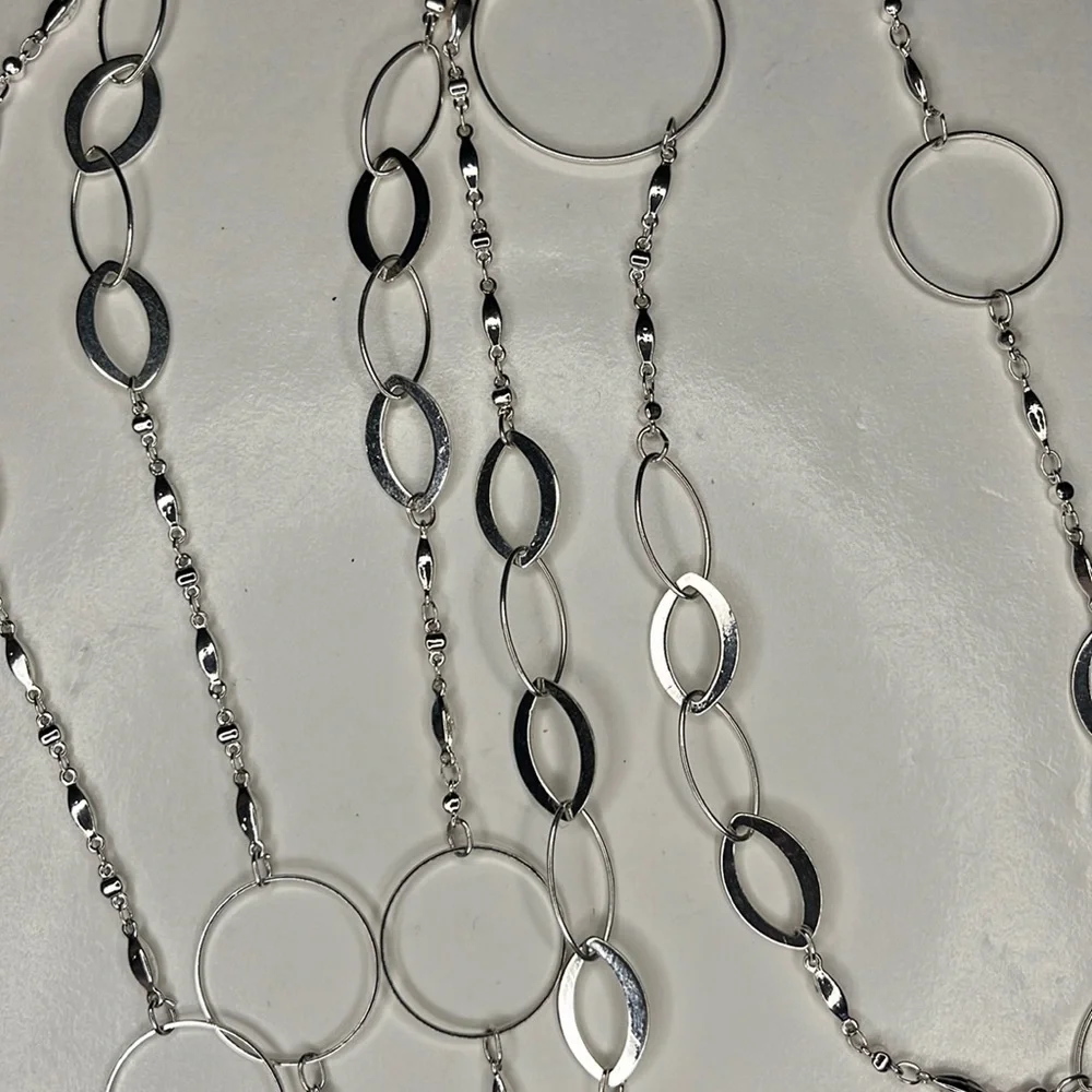 Lane Bryant long lightweight polished silver metal chain necklace